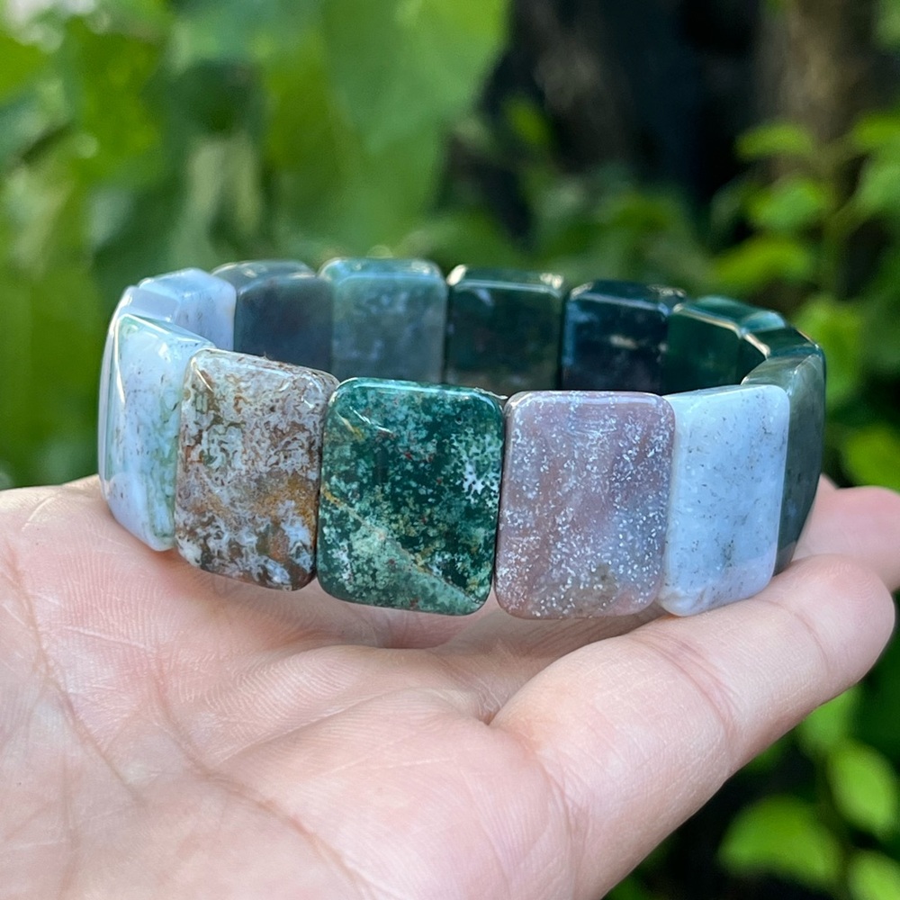 7 inches multi-color moss agate soft bangle
